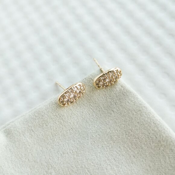 Kendra Scott Gold White Crystal Grayson Stud Earrings NEW - Picture 3 of 4